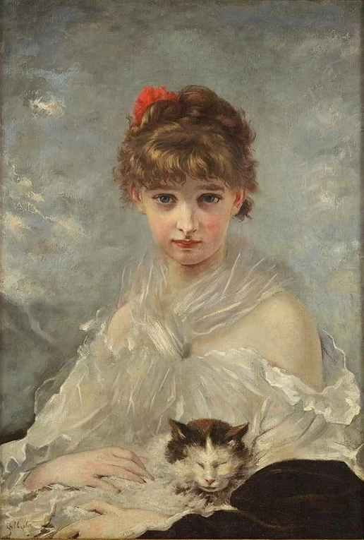 Charles Joshua Chaplin - Ragazza con gatto, o La favorita